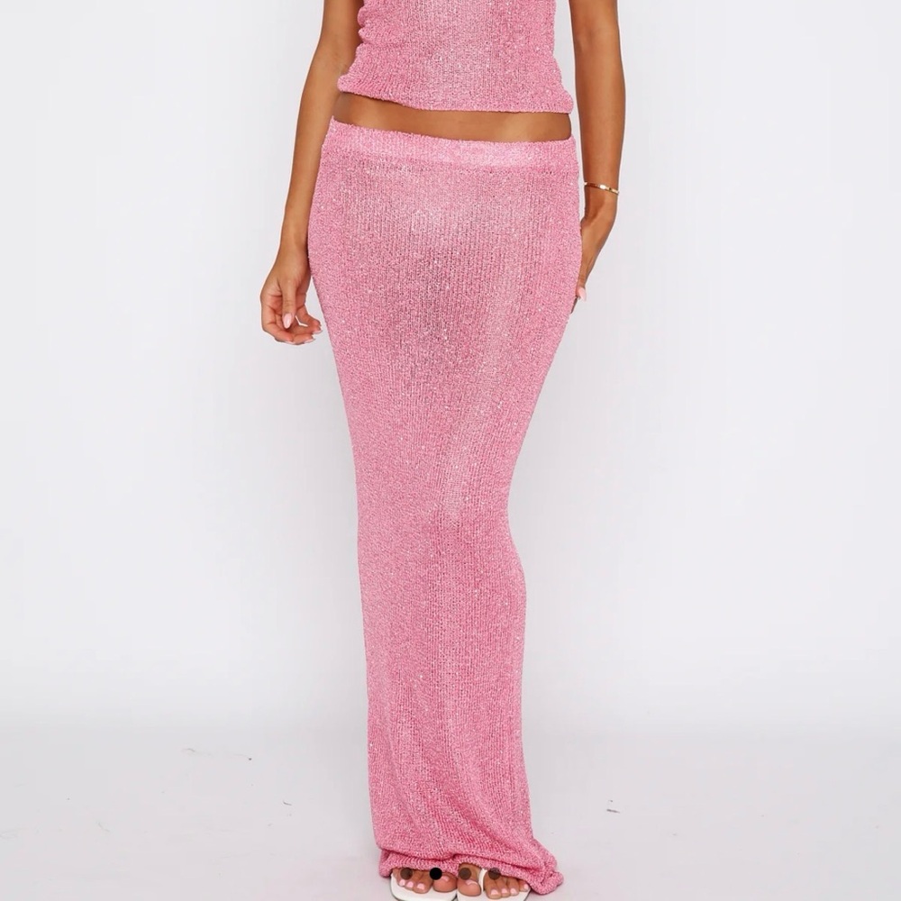 White Fox Star Shining Sequin Knit Maxi Skirt